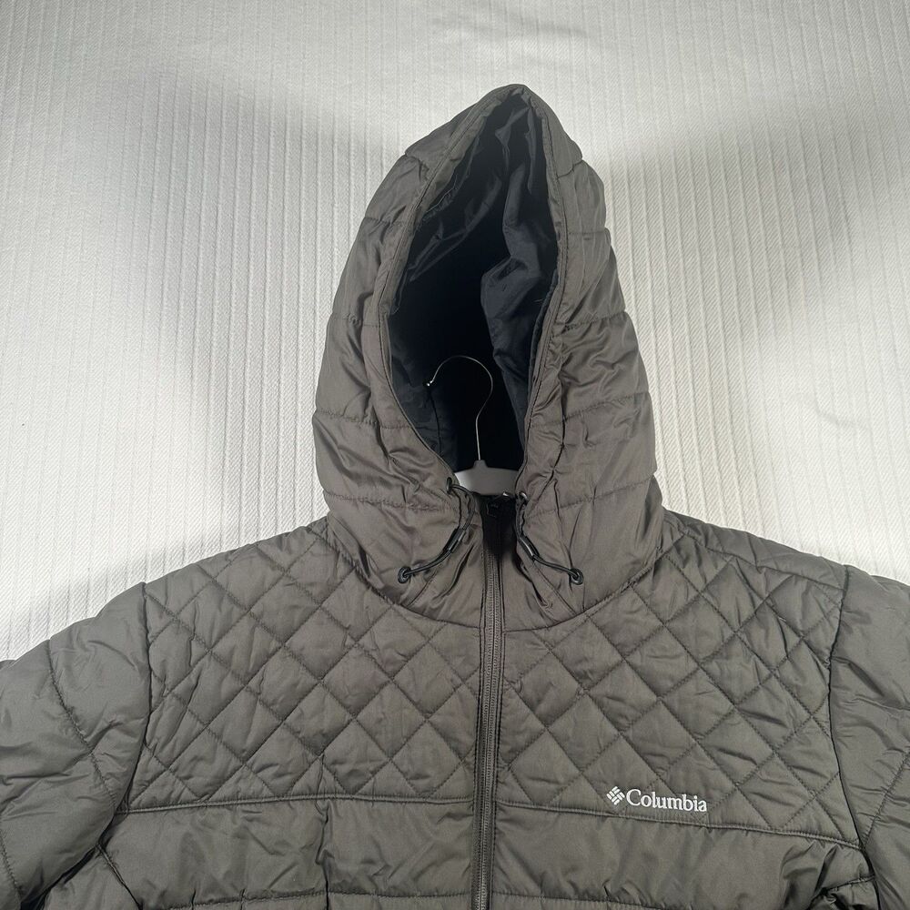 Columbia Jacket Womens 2X Green Quilted Puffer Hooded Lightweight Full Zip Coat - Picture 7 of 8